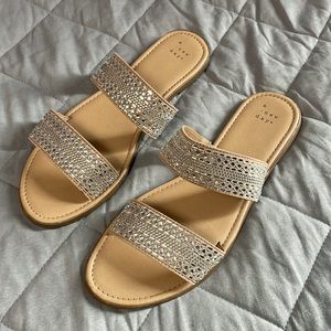 Double Strap Rhinestone Sandal
